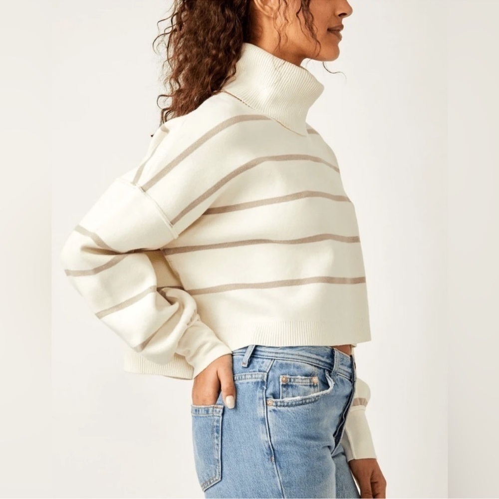 FREE PEOPLE Paulie Sweater Moonbeam Combo Size Medium - Picture 3 of 14